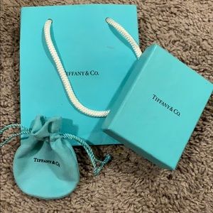 Tiffany box jewelers holder bag and white ribbon